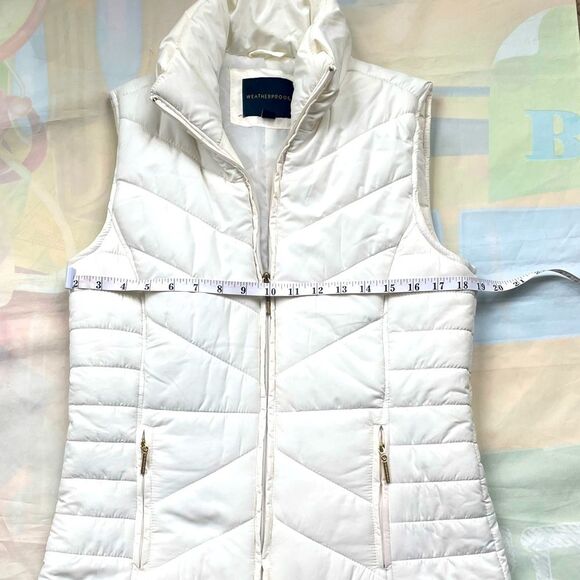WeatherProof Puffer Vest Women's Sz S Zip Pockets Ivory Full Zip - Picture 3 of 8